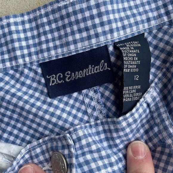 NWT B.C. Essentials Blue and White Lightweight Gingham Skirt Size 12 - Picture 2 of 6
